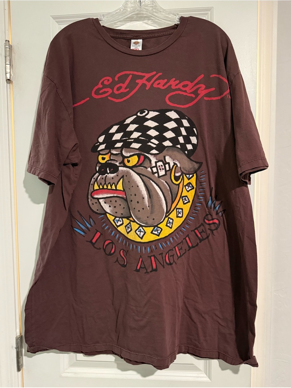 Ed Hardy Brown Bulldog Graphic Short Sleeve Tee